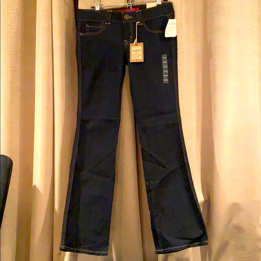 NEW GUESS flare leg low rise dark denim sweetheart jeans Y2K
